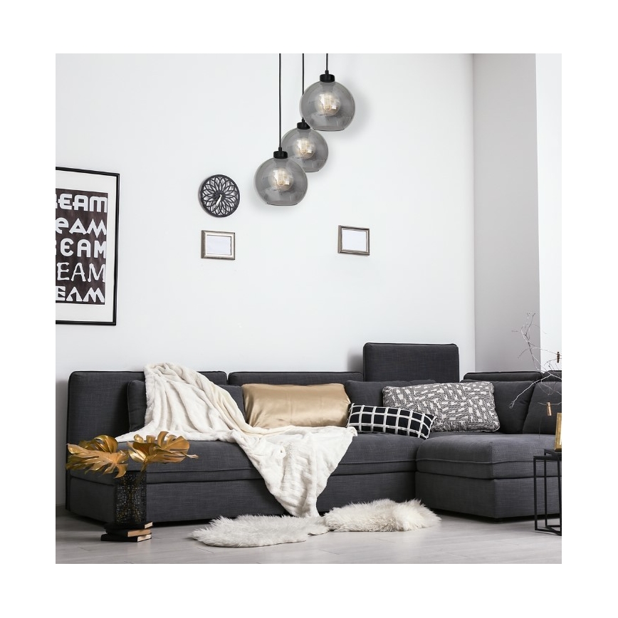 Kattokruunu narulla SOFIA 3xE27/60W/230V musta