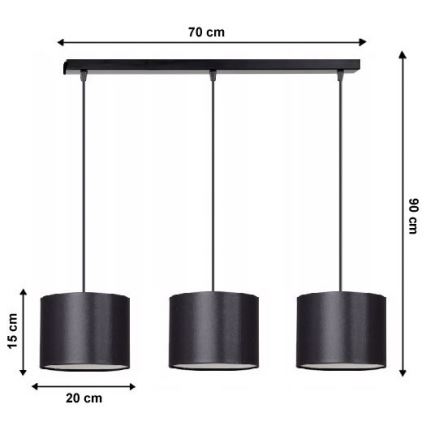 Kattokruunu narulla TUZ 3xE27/60W/230V