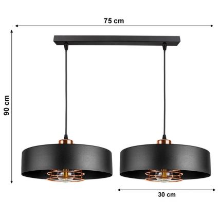 Kattokruunu narulla VEST 2xE27/60W/230V