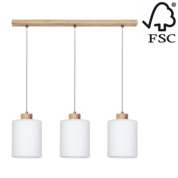 Kattokruunu narulla ZEFIR 3xE27/60W/230V tammi  - FSC-sertifioitu
