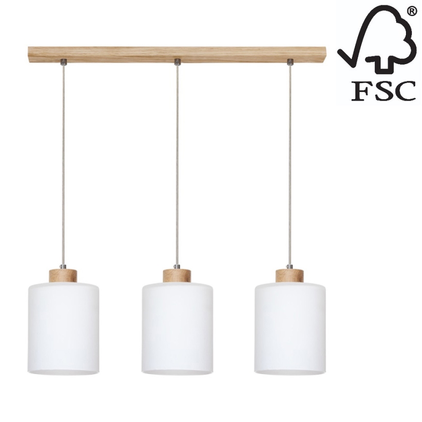 Kattokruunu narulla ZEFIR 3xE27/60W/230V tammi  - FSC-sertifioitu