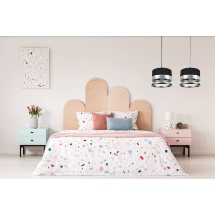 Kattokruunu narussa MILO 2xE27 / 60W / 230V hopea / musta