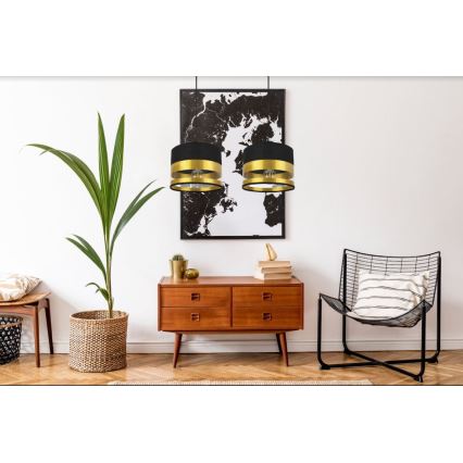 Kattokruunu narussa MILO 2xE27 / 60W / 230V kultainen / musta