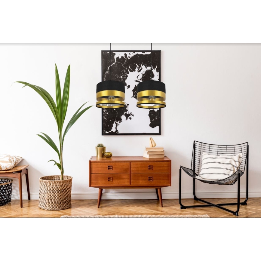 Kattokruunu narussa MILO 2xE27 / 60W / 230V kultainen / musta