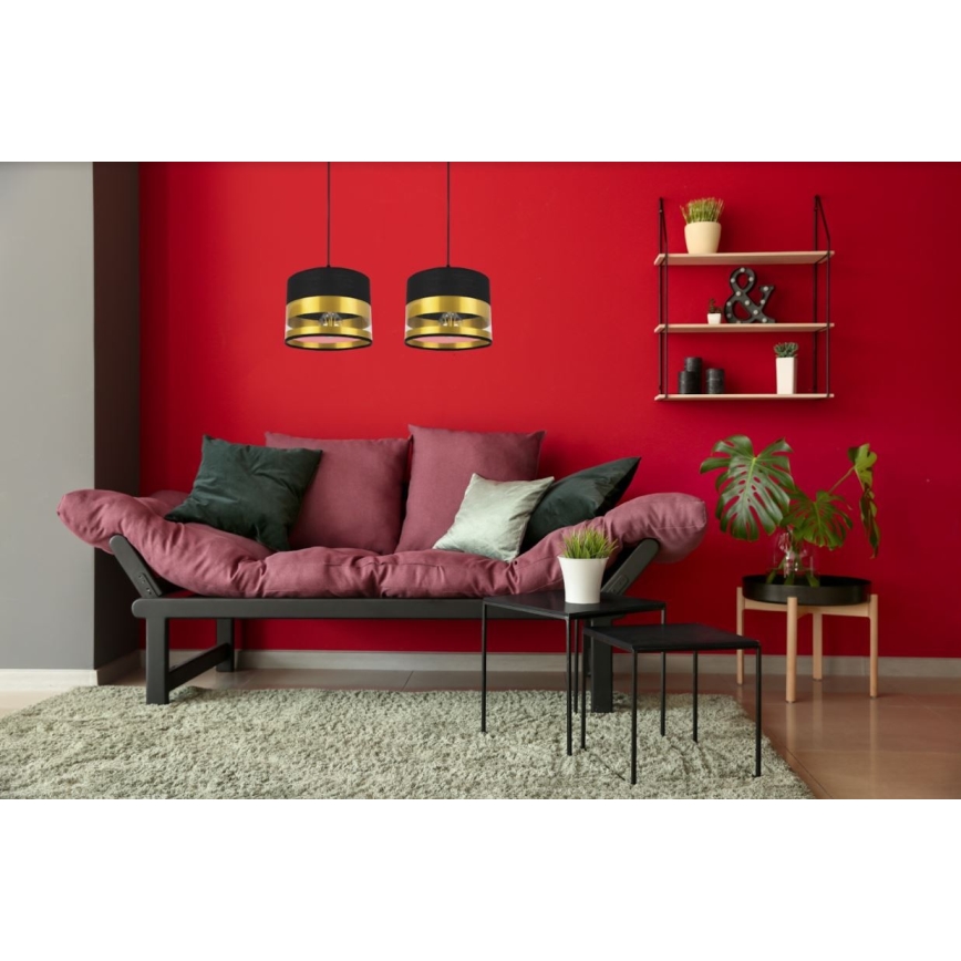 Kattokruunu narussa MILO 2xE27 / 60W / 230V kultainen / musta