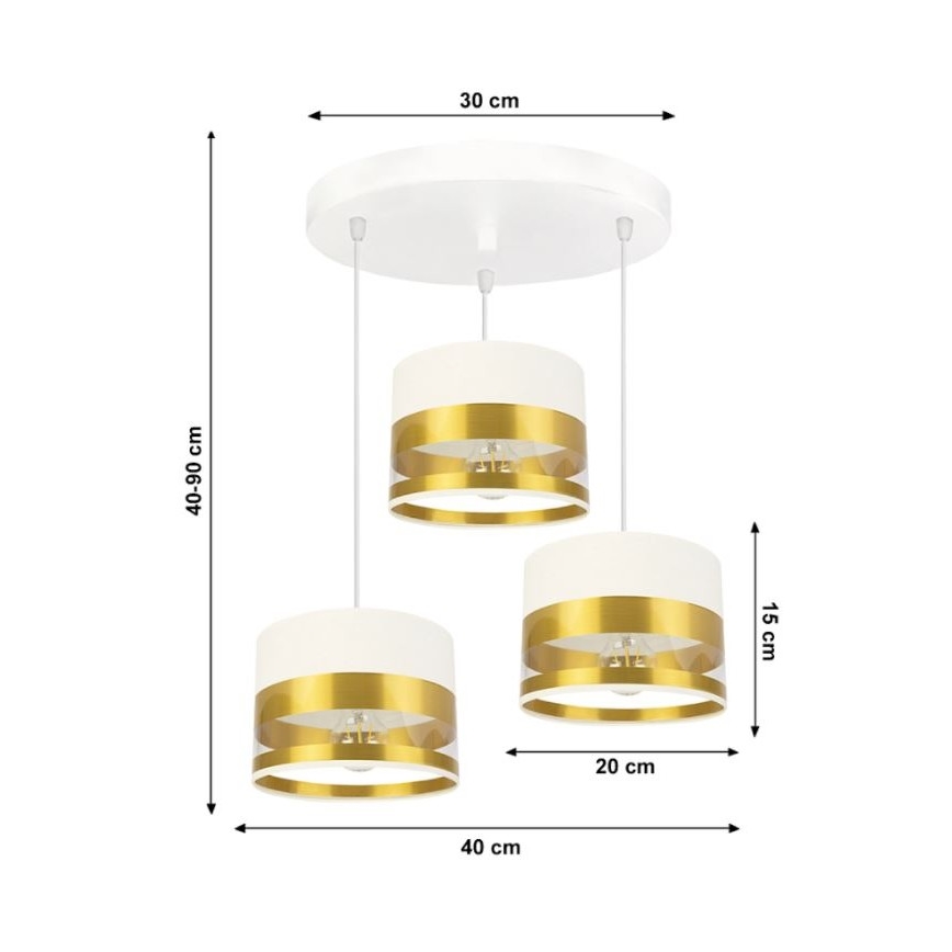 Kattokruunu narussa MILO 3xE27 / 60W / 230V kultainen