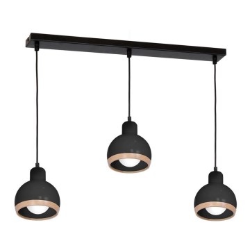 Kattokruunu narussa OVAL 3xE27 / 60W / 230V musta