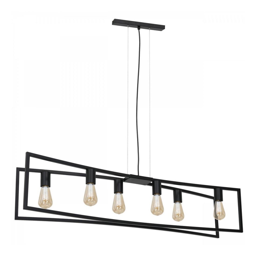 Kattokruunu narussa TUNJA 6xE27 / 60W / 230V musta
