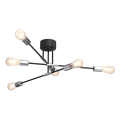 Kattokruunu tangossa FLAME 6xE27/60W/230V musta/kiiltävä kromi
