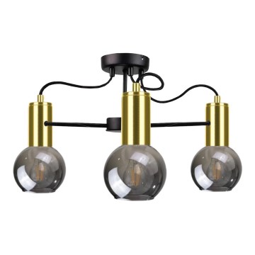 Kattokruunu tangossa LIVA 3xE27/60W/230V musta/kulta