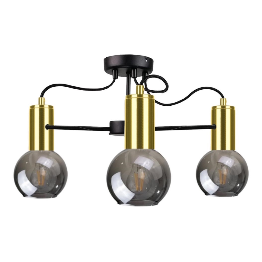 Kattokruunu tangossa LIVA 3xE27/60W/230V musta/kulta