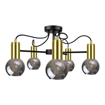 Kattokruunu tangossa LIVA 5xE27/60W/230V musta/kulta
