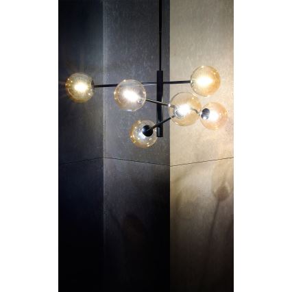 Kattokruunu tangossa ORO 6xG9/12W/230V musta/kulta