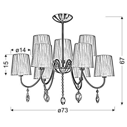 Kattokruunu tangossa SORENTO 9xE14/40W/230V musta