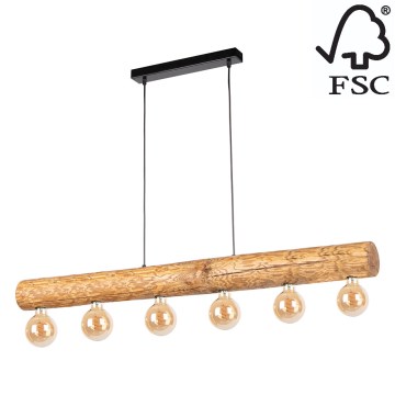 Kattokruunu TRABO 6xE27/25W/230V tammi - FSC-sertifioitu