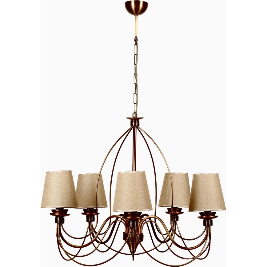 Kattolamppu CLASSIC 5xE14/40W/230V pronssi/beige