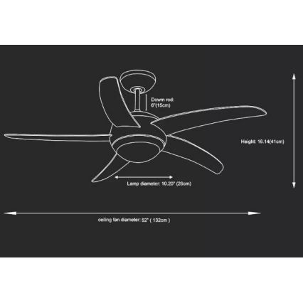 Kattotuuletin 2xE27/20W/230V halkaisija 132 cm + kauko-ohjaus