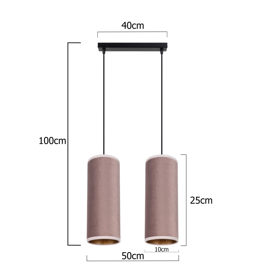 Kattovalaisin köydellä AVALO 2xE27/60W/230V vaaleanpunainen/kupari