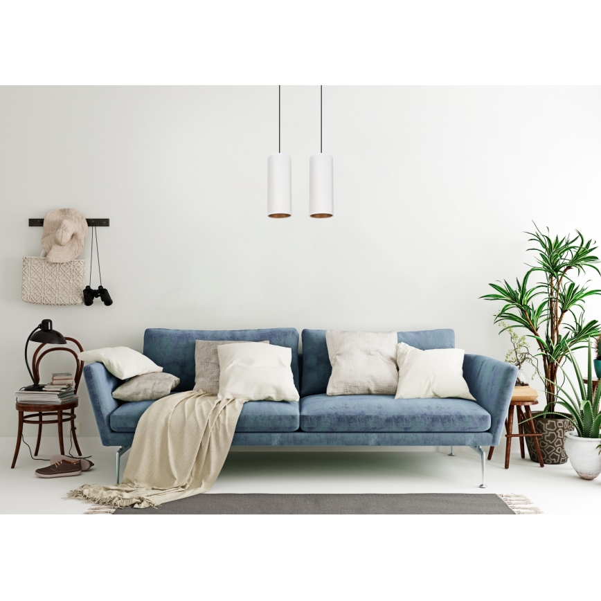Kattovalaisin köydellä AVALO 2xE27/60W/230V valkoinen/kupari