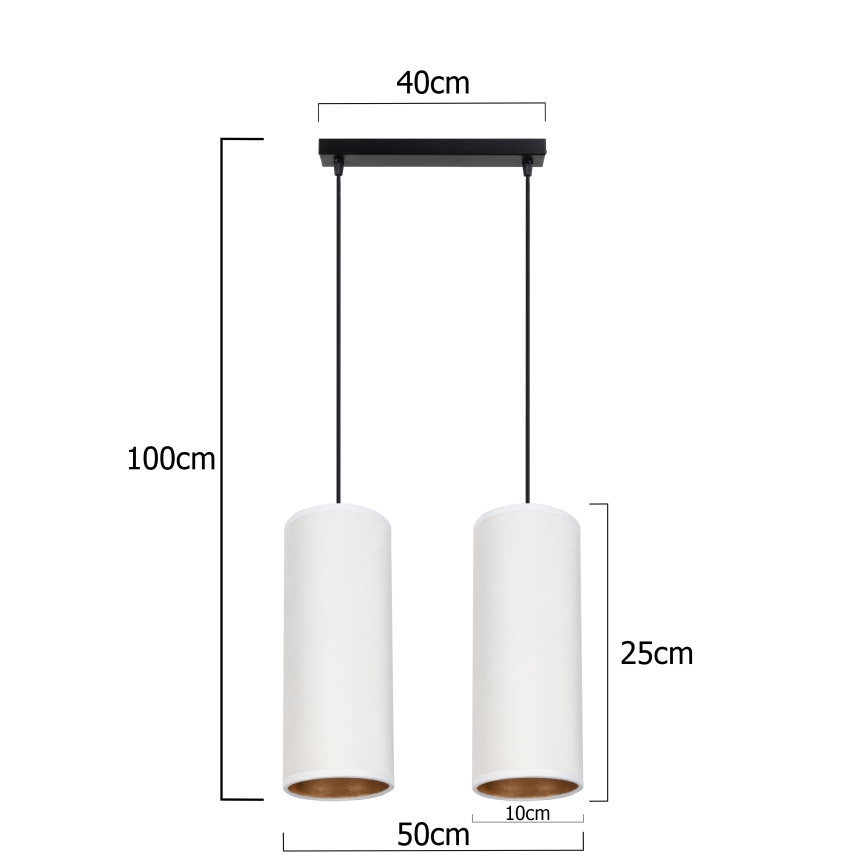 Kattovalaisin köydellä AVALO 2xE27/60W/230V valkoinen/kupari