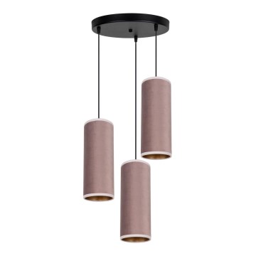 Kattovalaisin köydellä AVALO 3xE27/60W/230V halkaisija 35 cm vaaleanpunainen/kupari