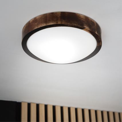 Kattovalaisin OAK SLIM 1xE27/15W/230V, halkaisija 27 cm, tammi/tummanruskea