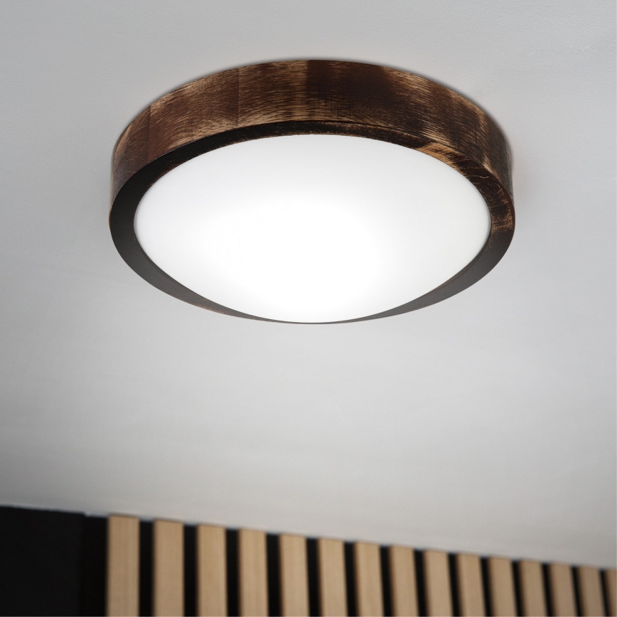 Kattovalaisin OAK SLIM 1xE27/15W/230V, halkaisija 27 cm, tammi/tummanruskea