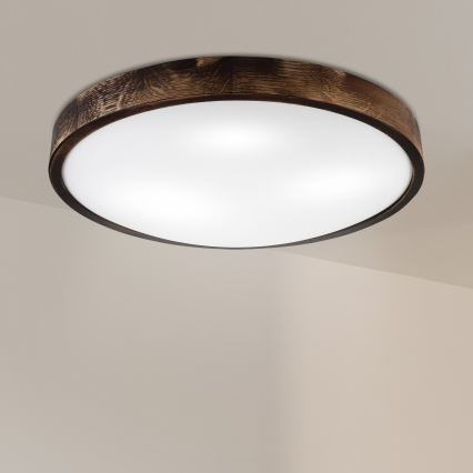 Kattovalaisin OAK SLIM 3xE27/15W/230V Ø 47 cm tammi/tummanruskea