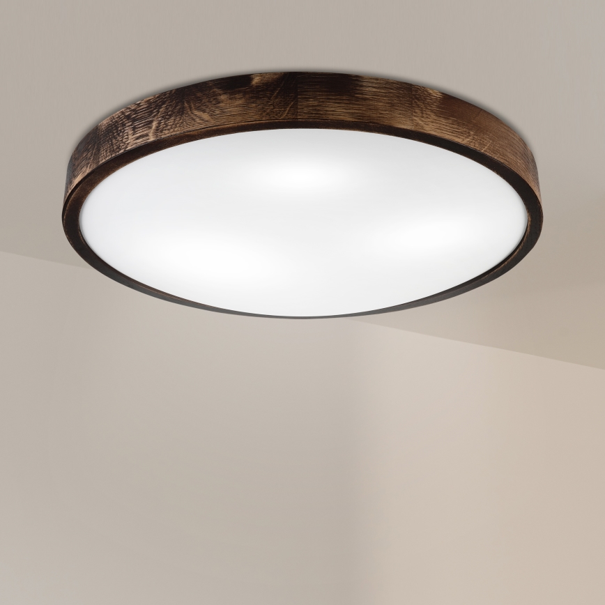 Kattovalaisin OAK SLIM 3xE27/15W/230V Ø 47 cm tammi/tummanruskea