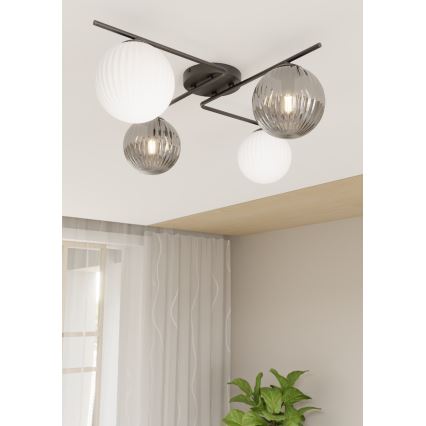 Kattovalo AZURA 4xE14/10W/230V musta/harmaa/valkoinen