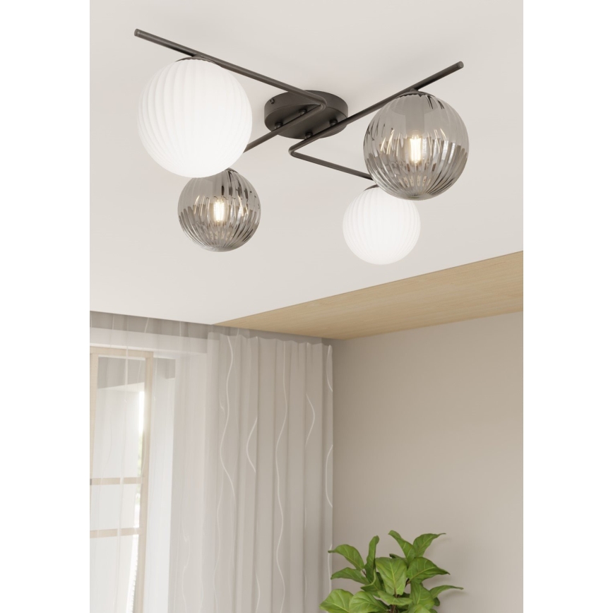 Kattovalo AZURA 4xE14/10W/230V musta/harmaa/valkoinen