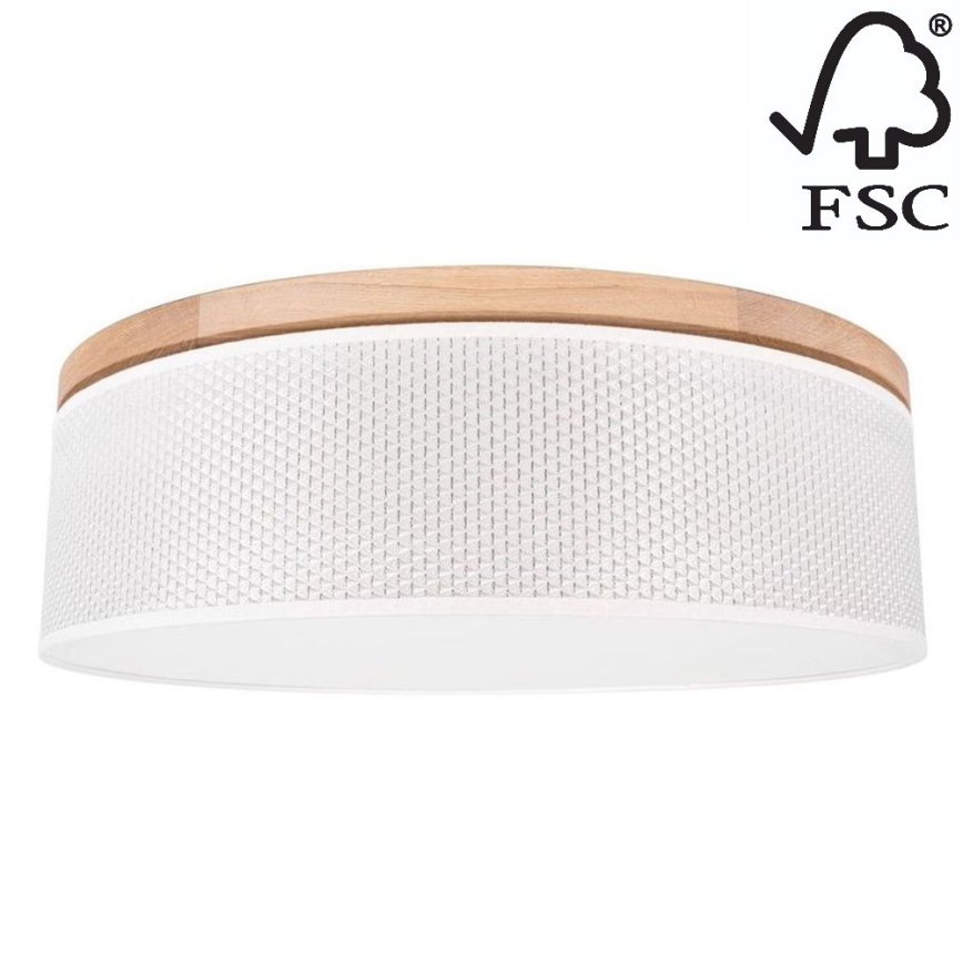 Kattovalo BENITA 2xE27/25W/230V halkaisija 48 cm kerma/tammi – FSC sertifioitu