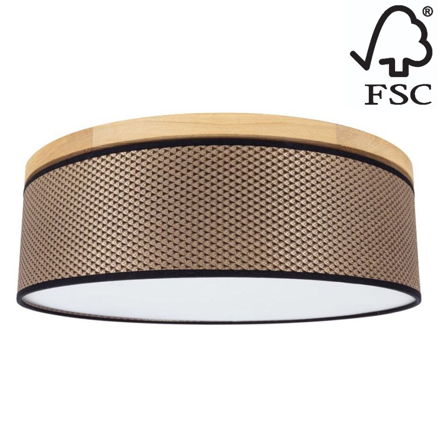 Kattovalo BENITA 2xE27/25W/230V halkaisija 48 cm ruskea/tammi – FSC sertifioitu