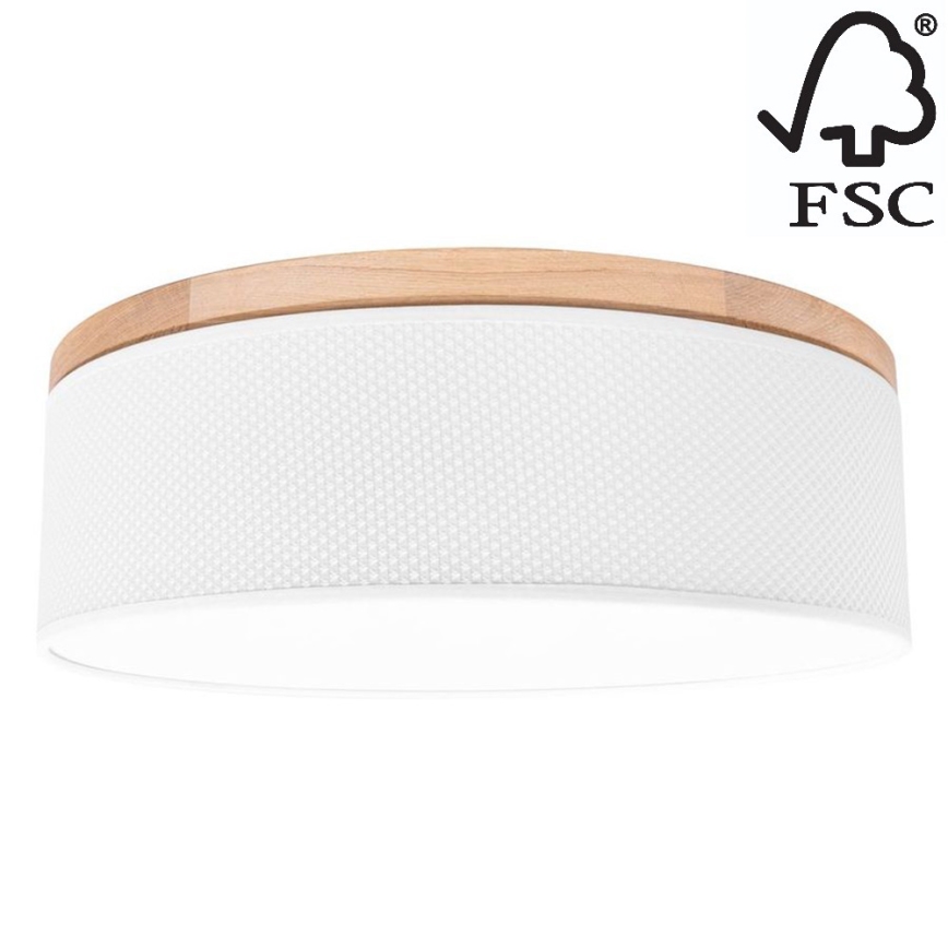Kattovalo BENITA 2xE27/25W/230V halkaisija 48 cm valkoinen/tammi – FSC sertifioitu