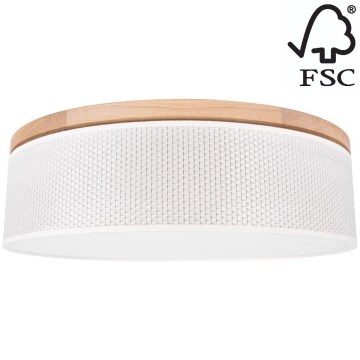 Kattovalo BENITA 4xE27/25W/230V halkaisija 58 cm kerma/tammi – FSC sertifioitu