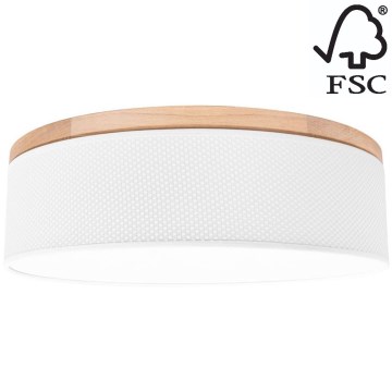 Kattovalo BENITA 4xE27/25W/230V halkaisija 58 cm valkoinen/tammi – FSC sertifioitu
