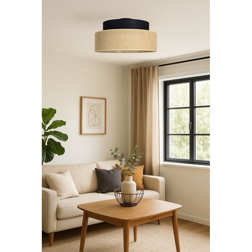 Kattovalo BOHO 1xE27/60W/230V musta/beige