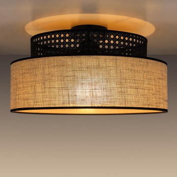 Kattovalo BOHO 1xE27/60W/230V musta/rottinki