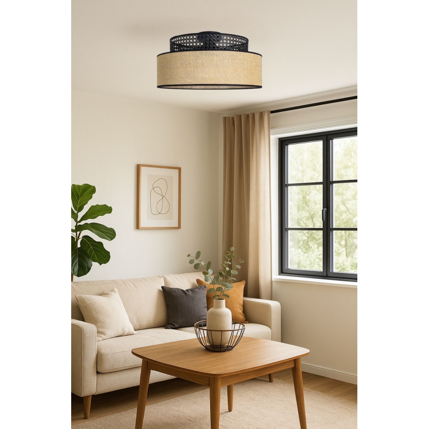Kattovalo BOHO 1xE27/60W/230V musta/rottinki