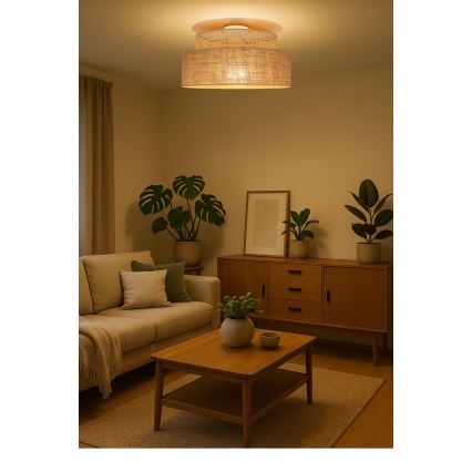 Kattovalo BOHO 1xE27/60W/230V rottinki