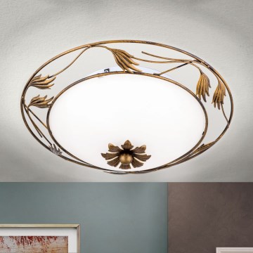 Kattovalo FLEUR 2xE27/60W/230V halkaisija 40 cm pronssi
