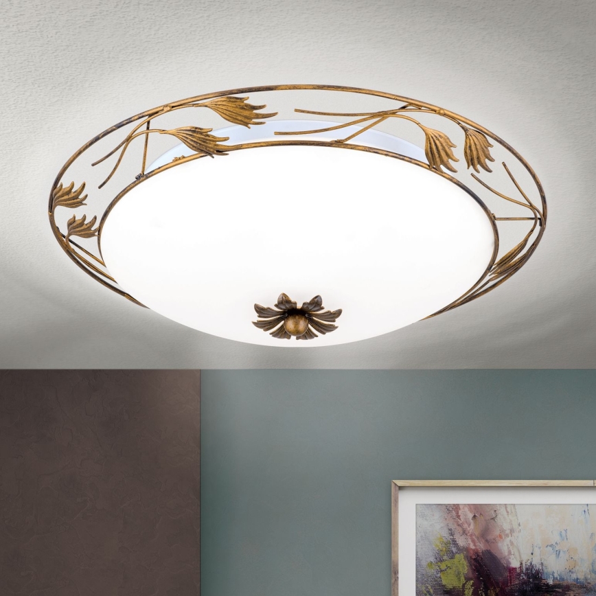 Kattovalo FLEUR 3xE27/60W/230V halkaisija 50 cm pronssi