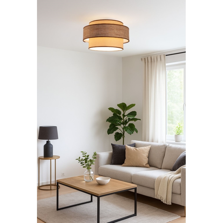 Kattovalo GRACE 1xE27/60W/230V beige/ruskea