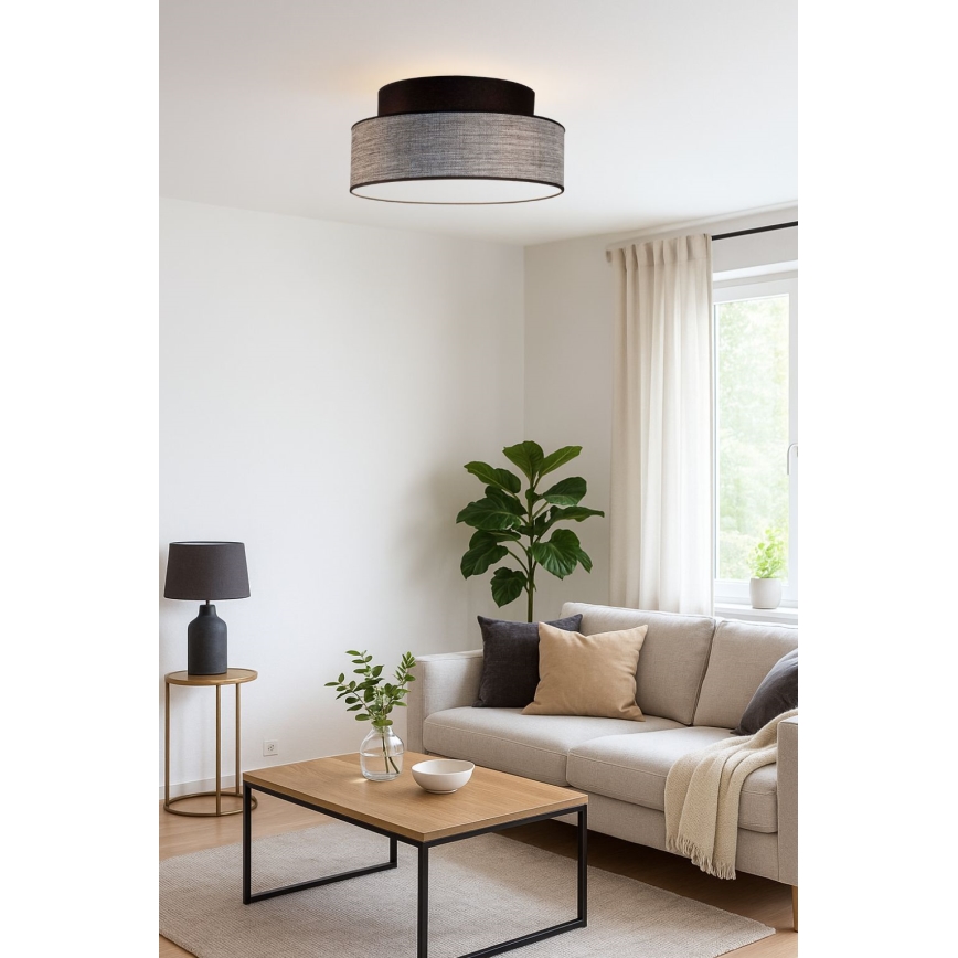 Kattovalo GRACE 1xE27/60W/230V musta/harmaa