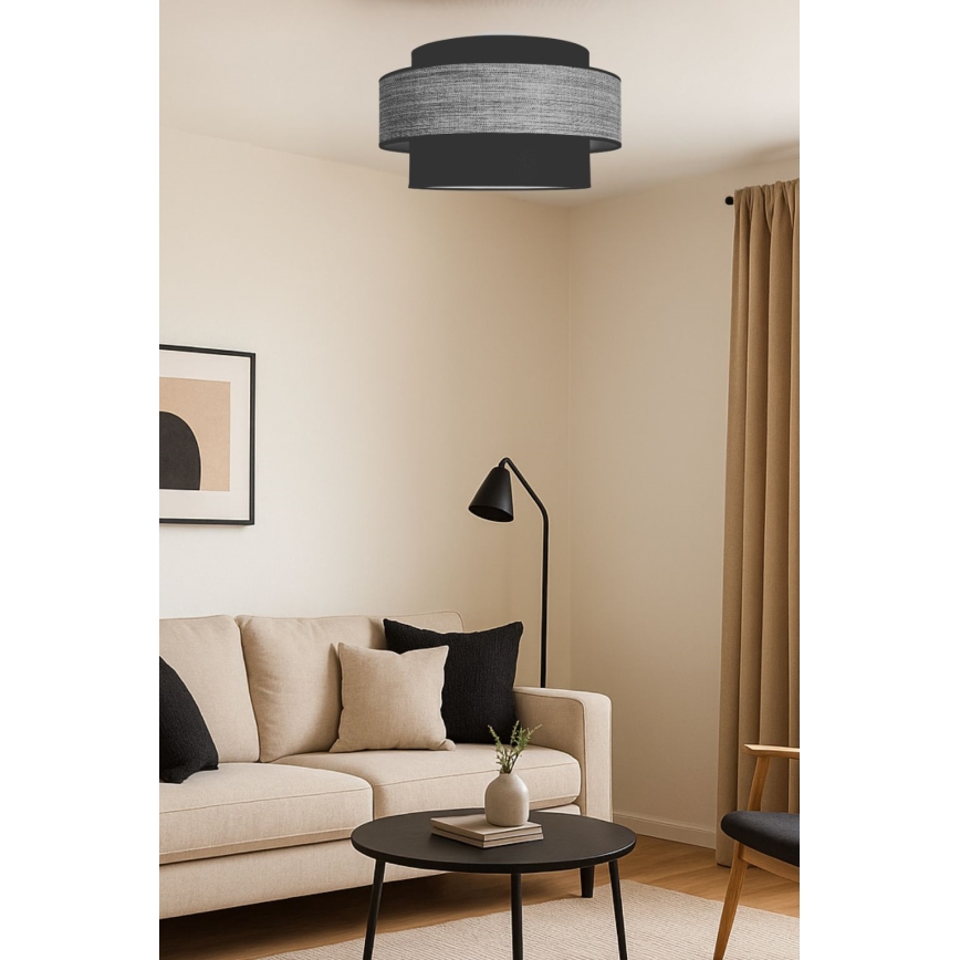 Kattovalo GRACE 1xE27/60W/230V musta/harmaa