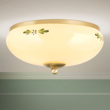 Kattovalo LANDHAUS 2xE27/60W/230V halkaisija 28 cm pronssi/beige