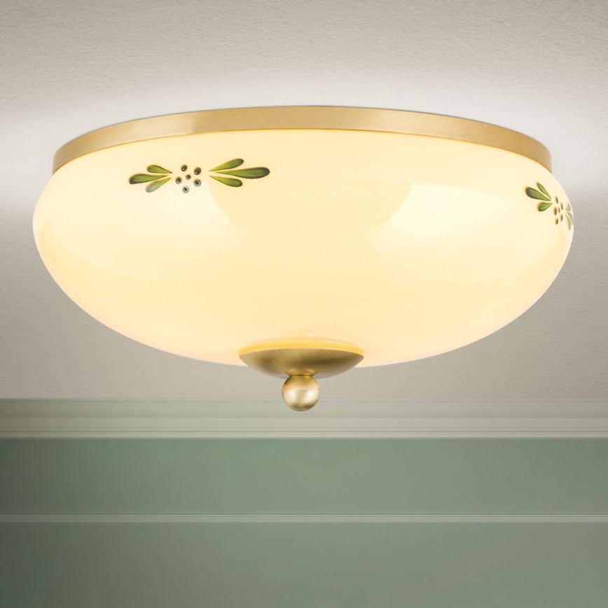 Kattovalo LANDHAUS 2xE27/60W/230V halkaisija 28 cm pronssi/beige