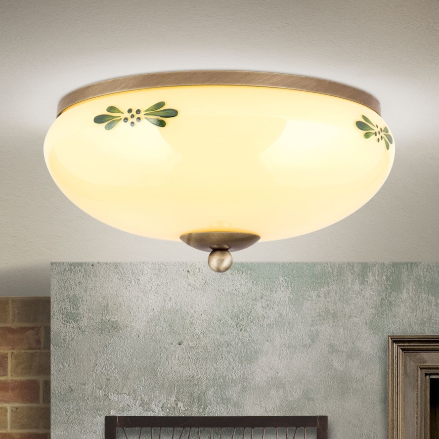 Kattovalo LANDHAUS 2xE27/60W/230V halkaisija 28 cm pronssi/beige