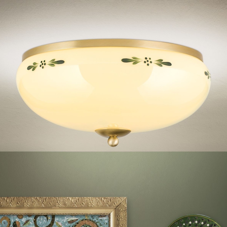 Kattovalo LANDHAUS 3xE27/60W/230V halkaisija 35 cm messinki/beige