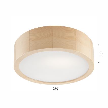 Kattovalo NATURAL 1xE27/60W/230V ø 27 cm mänty - FSC sertifioitu